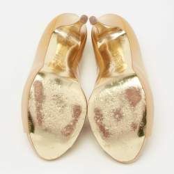 Pre Owned Gina Mustard Yellow Patent Leather Peep-Toe Pumps Size 37.5