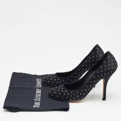 Gina Black Satin Crystal Embellished Pumps Size 38