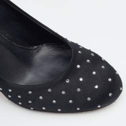 Gina Black Satin Crystal Embellished Pumps Size 38