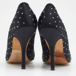 Gina Black Satin Crystal Embellished Pumps Size 38
