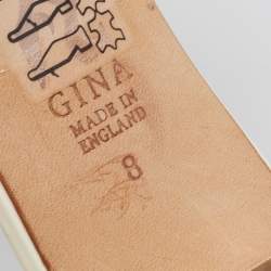 Pre Owned صندل سلايد جينا لوري ن جلد ذهبي / كريمي مرصع كريستال مقاس 41