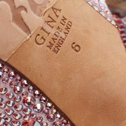 Gina Pink Satin Crystal Embellished Peep Toe Platform Slingback Sandals Size 39