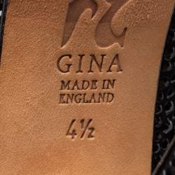 مملوكة مسبقًا Gina Black Satin Crystal Embellished Peep Toe Platform Pumps Size 37.5 