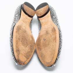 Pre Owned حذاء باليرينا فلات جينا ساتان أسود مزين بالكريستال مقاس 40.5