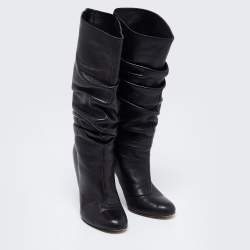 Gina Black Leather Midcalf Boots Size 39.5