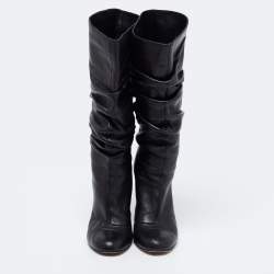 Gina Black Leather Midcalf Boots Size 39.5