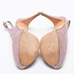 مملوكة مسبقًا Gina Pink Satin Crystal Embellished Peep-Toe Platform Slingback Sandals Size 40