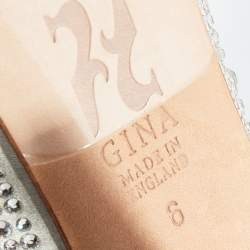 مملوكة مسبقًا Gina Light Grey Satin Crystal Embellishment Slingback Sandals Size 39