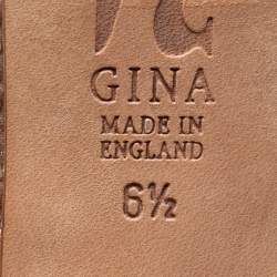 Pre Owned صندل جينا ساتان ذهبي مرصع كريستال فتحة كعب مقاس 39.5