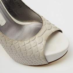 Gina Grey Python Leather Peep-Toe Platform Slingback Sandals Size 37.5