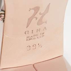 مملوكة مسبقًا Gina Beige Leather Crystals Embellished Slide Sandals Size 39.5