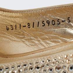 Pre Owned Gina Gold Leather Crystal Embellished Platform Sandals Size 38