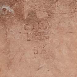 مملوكة مسبقًا Gina Purple Leather Crystal Embellished Flat Slides Size 38.5