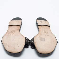 مملوكة مسبقًا Gina Black Patent Crystal Embellished Sandals Size 38.5