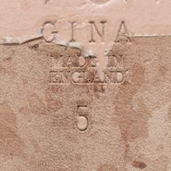 Pre Owned Gina Blue Crystal Embellished Leather Lexi Flat Slides Size 38