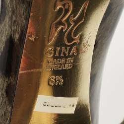 Pre Owned Gina Grey/Black Leopard Print Patent Leather Platform Pumps Size 39.5