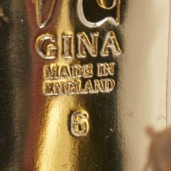 Pre Owned حذاء كعب عالي جينا جلد كريم نعل سميك مقاس 39