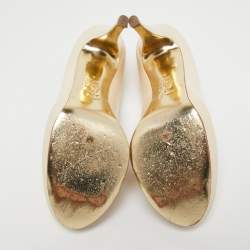 Pre Owned حذاء كعب عالي جينا جلد كريم نعل سميك مقاس 39