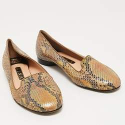 Pre Owned Gina Multicolor Python Smoking Slippers Size 39