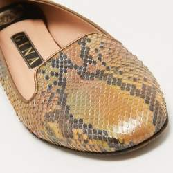 Pre Owned Gina Multicolor Python Smoking Slippers Size 39