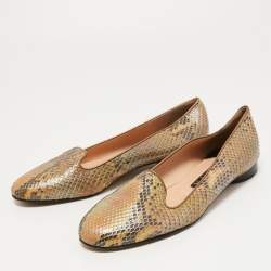 Pre Owned Gina Multicolor Python Smoking Slippers Size 39