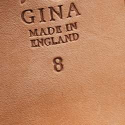 Pre Owned Gina Yellow Leather Crystal Embellished Slide Sandals Size 41