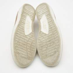 Pre Owned Gina Beige Croc Embossed Leather and Crystal Embellished  Slip On Sneakers Size 40
