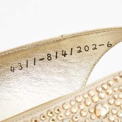 Pre Owned Gina Gold Crystal Embellished Satin Platform Slingback Sandals Size 39