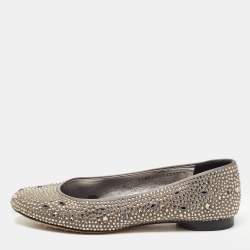 Gina Grey Crystal Embellished Satin Ballet Flats Size 37