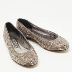 Gina Grey Crystal Embellished Satin Ballet Flats Size 37