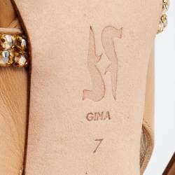 مملوكة مسبقًا Gina Beige Leather Crystal Embellished Slingback Sandals Size 40