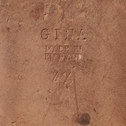 Pre Owned Gina Beige Leather and Crystal Embellished Thong Flats Size 37.5