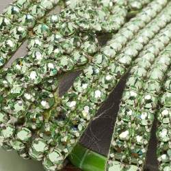 Gina Green Crystal Embellished Leather Flat Slides Size 38.5