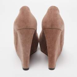 Gina Dusty Pink Pleated Suede Wedge Pumps Size 38