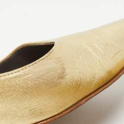 Pre Owned Gina Gold Leather Crystal Embellished Heel Pointed Toe Pumps Size 39