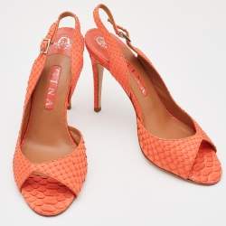 Pre Owned صندل جينا سير كاحل مقدمة مفتوحة جلد ثعبان أسود / ذهبى مقاس 41