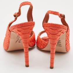 Pre Owned صندل جينا سير كاحل مقدمة مفتوحة جلد ثعبان أسود / ذهبى مقاس 41