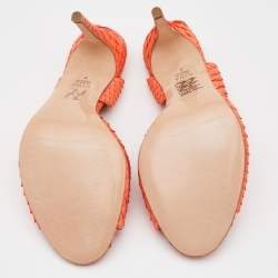 Pre Owned صندل جينا سير كاحل مقدمة مفتوحة جلد ثعبان أسود / ذهبى مقاس 41