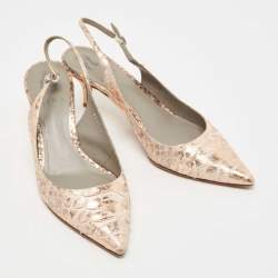 مملوكة مسبقًا Gina Metallic Python Slingback Pumps Size 37