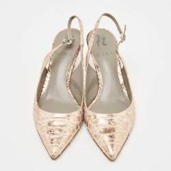 مملوكة مسبقًا Gina Metallic Python Slingback Pumps Size 37