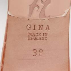 مملوكة مسبقًا Gina Dark Orange Crystal Embellished Leather Slide Sandals Size 38