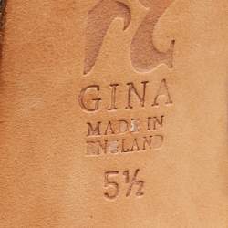 مملوكة مسبقًا Gina Silver/Light Yellow Crystal Embellished Leather Slide Sandals Size 38.5