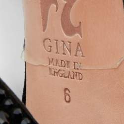 Pre Owned Gina Black Crystal Embellished Velvet Block Heel Sandals Size 41