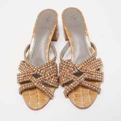 مملوكة مسبقًا صندل سلايد جينا كريستال بنفسجي مزخرف مقاس 38.5