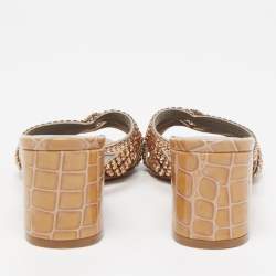  مملوكة مسبقًا صندل سلايد جينا كريستال بنفسجي مزخرف مقاس 38.5