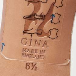 Pre Owned Gina Silver/Pink Crystal Embellished Leather Slide Sandals Size 39.5