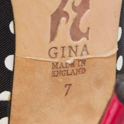 Gina Black/White Polka Dot Canvas Peep Toe Pumps Size 40