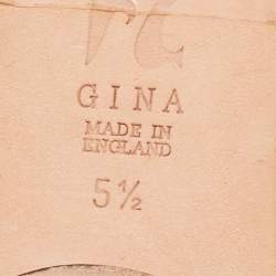 Pre Owned Gina Green Croc Embossed Leather Slide Flats Size 38.5