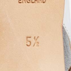 Pre Owned Gina Silver Leather Crystal Embellished Slingback Sandals Size 38.5