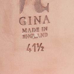 Pre Owned Gina Pink Patent Leather Crystal Embellished Slingback Sandals Size 41.5